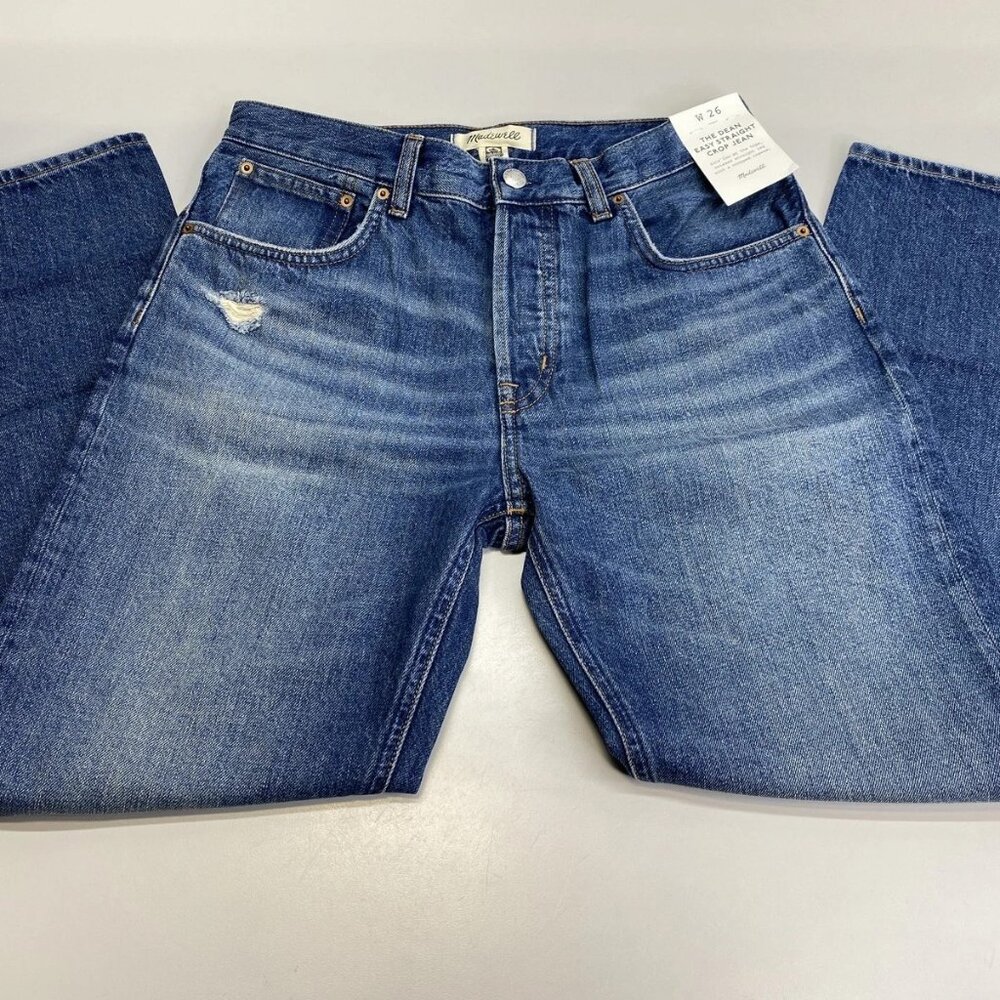 Madewell Women’s The Dean Easy Straight Crop Jeans Size 26 Labette Wash Blue —